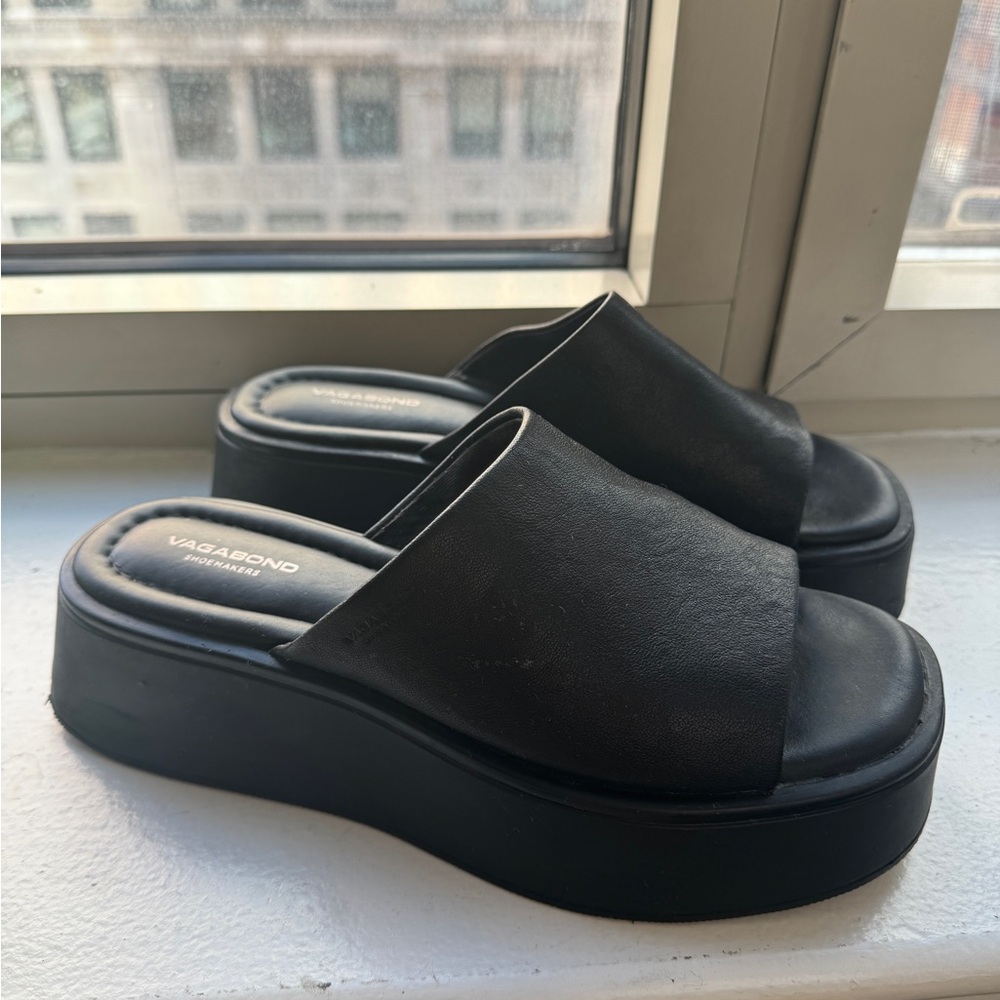 Vagabond Courtney Sandals Size 8 - Black Platform Barley Worn